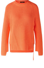 Hot Coral Ribbed Knit Jumper with Zip Detail