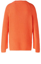 Hot Coral Ribbed Knit Jumper with Zip Detail