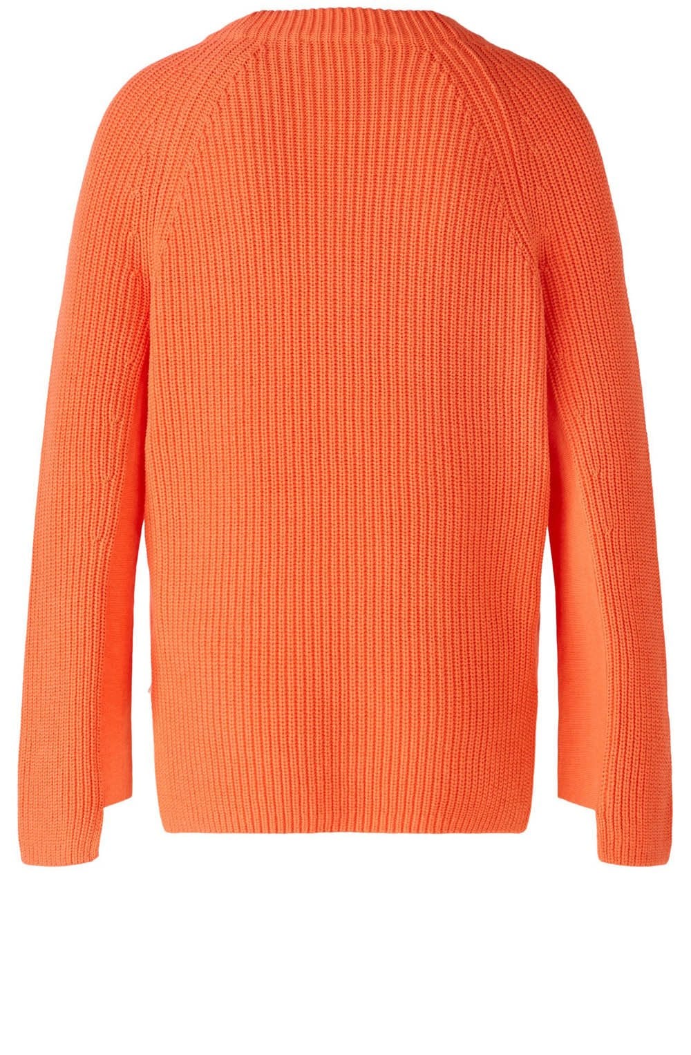Hot Coral Ribbed Knit Jumper with Zip Detail