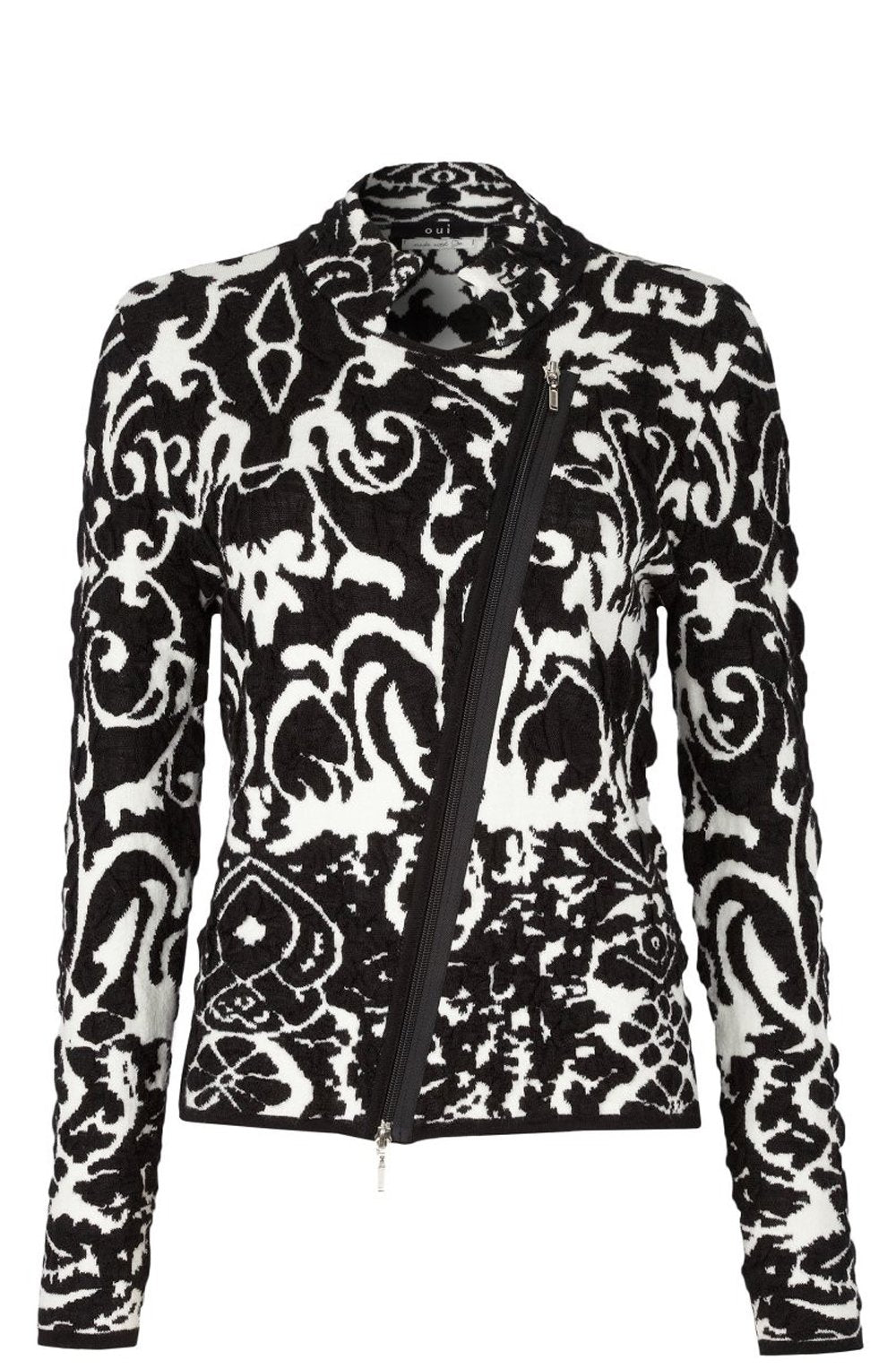 Jaquard pattern cardigan black and white