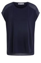 Jersey and Sheer Panelled T Shirt