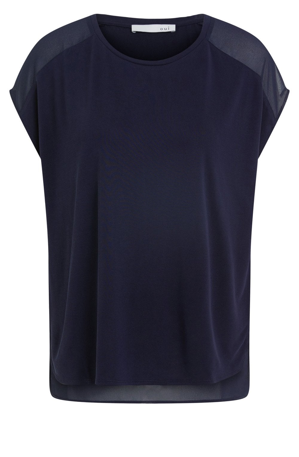 Jersey and Sheer Panelled T Shirt