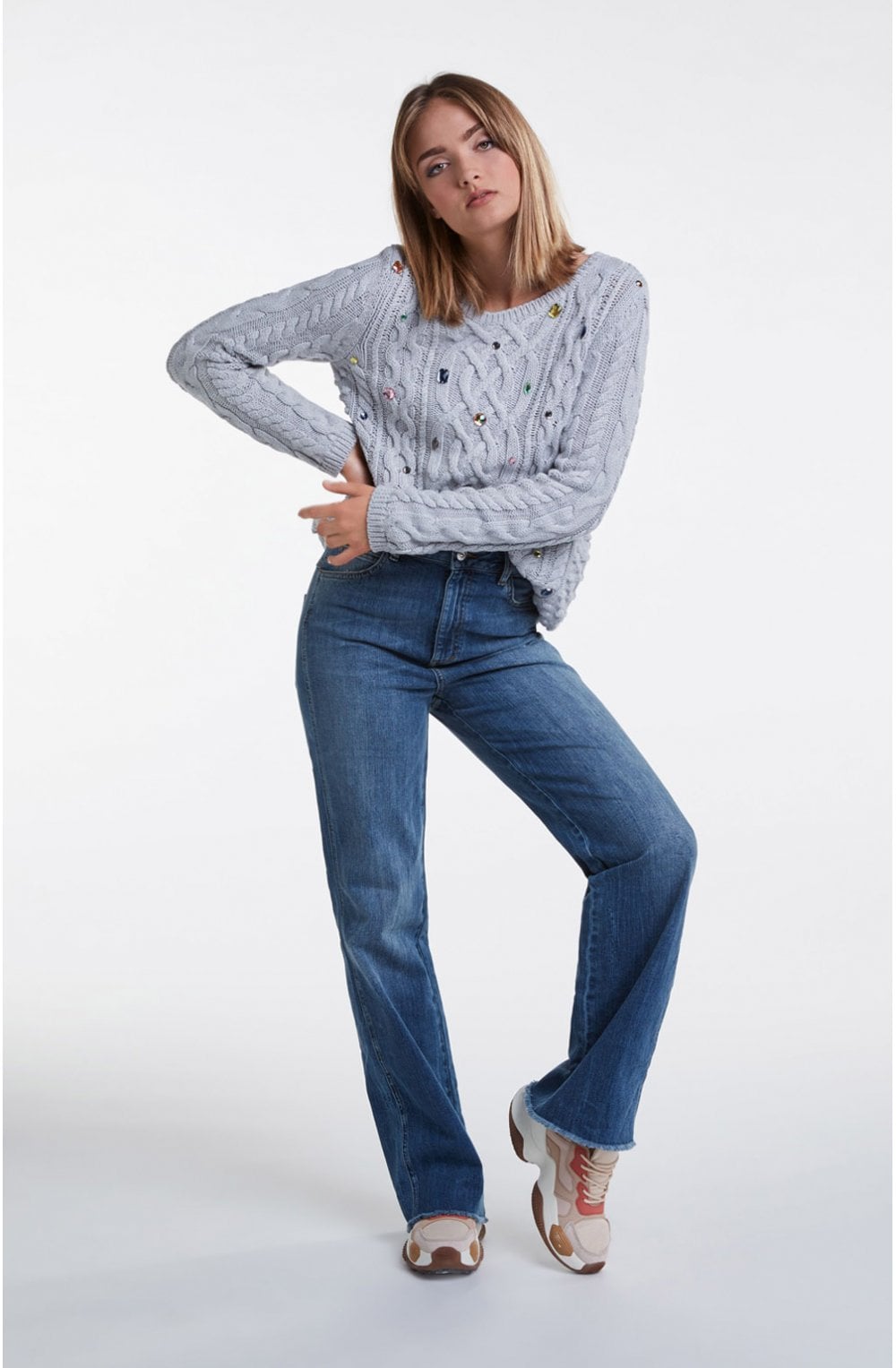 Jeweled Cable Knit Jumper