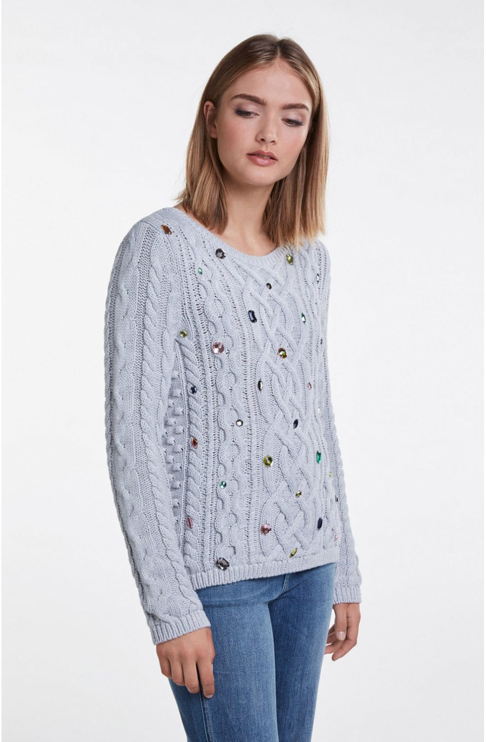 Jeweled Cable Knit Jumper