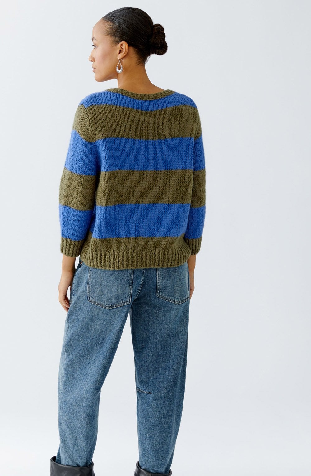 Khaki and Blue Striped Angel Yarn Jumper