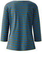 Khaki and Blue Striped Top with Silver Button Details