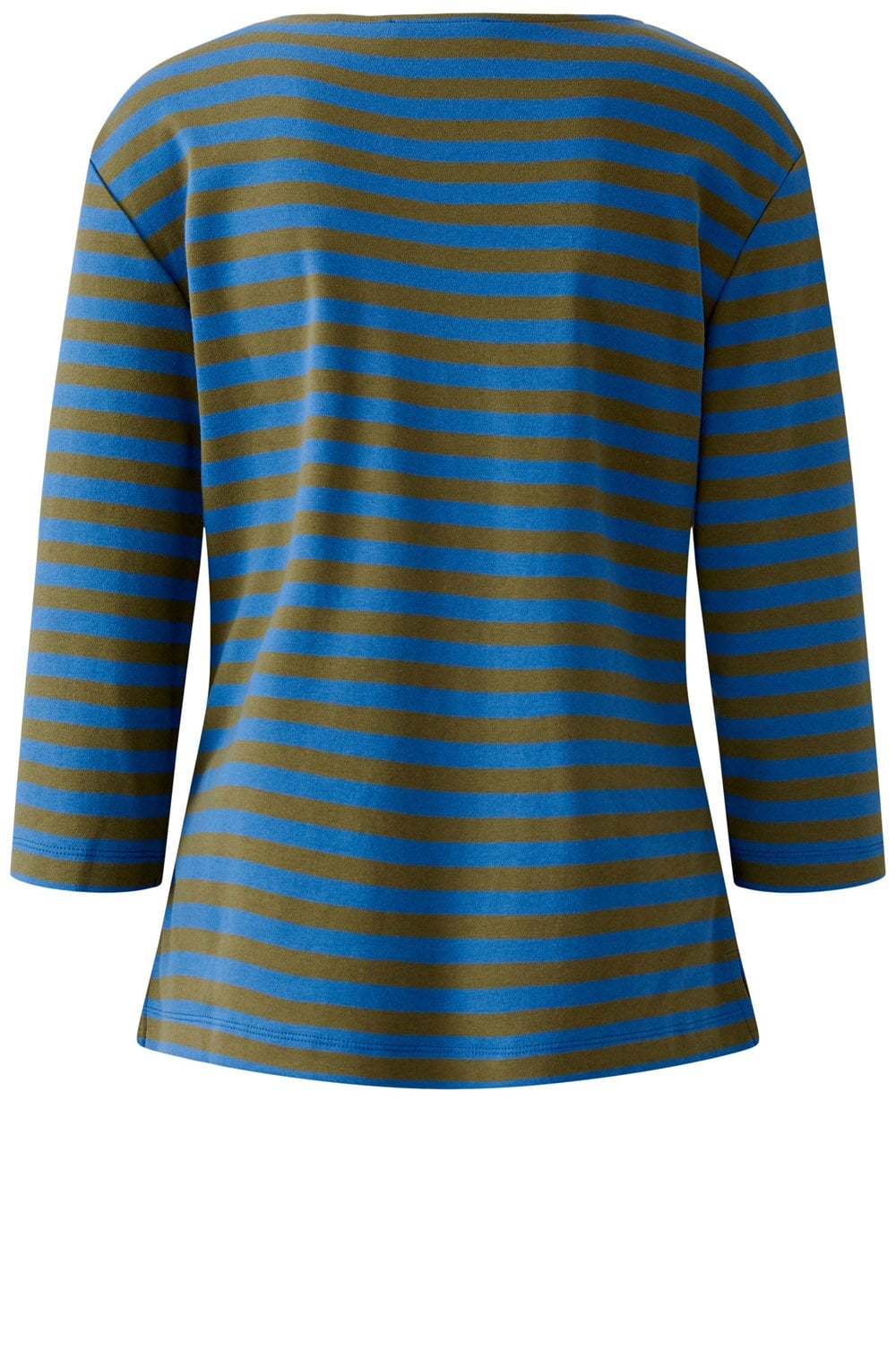 Khaki and Blue Striped Top with Silver Button Details