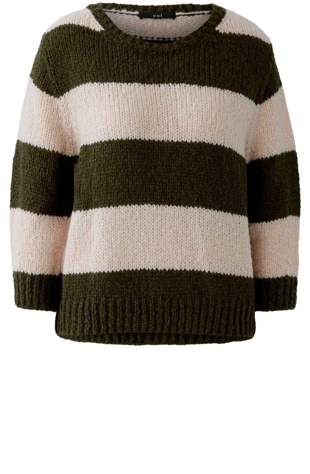 Khaki and Rose Striped Angel Yarn Jumper