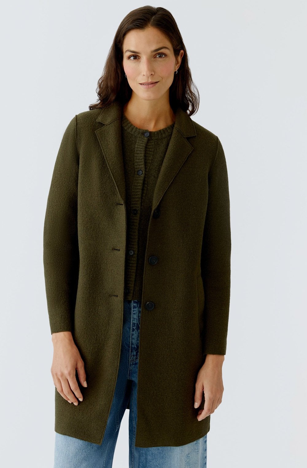 Khaki Boiled Wool Coat