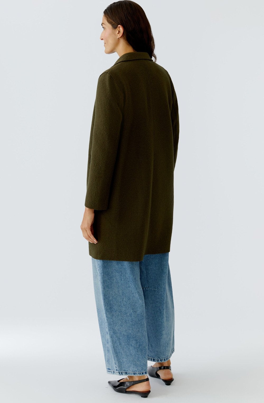 Khaki Boiled Wool Coat