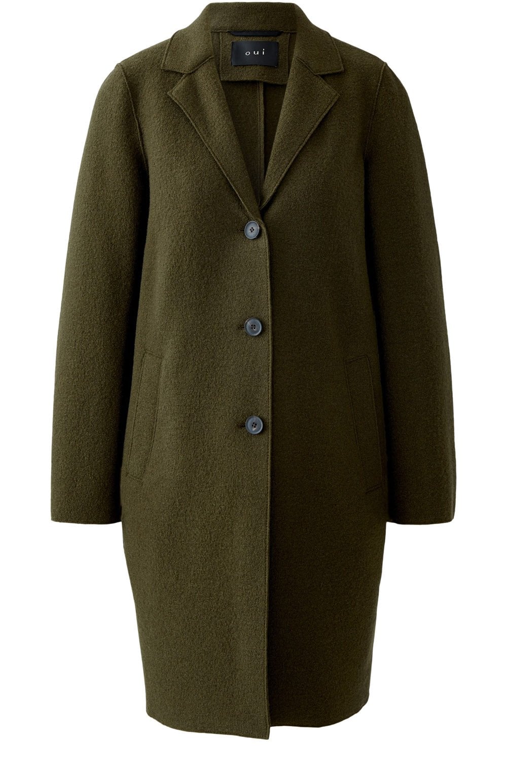 Khaki Boiled Wool Coat