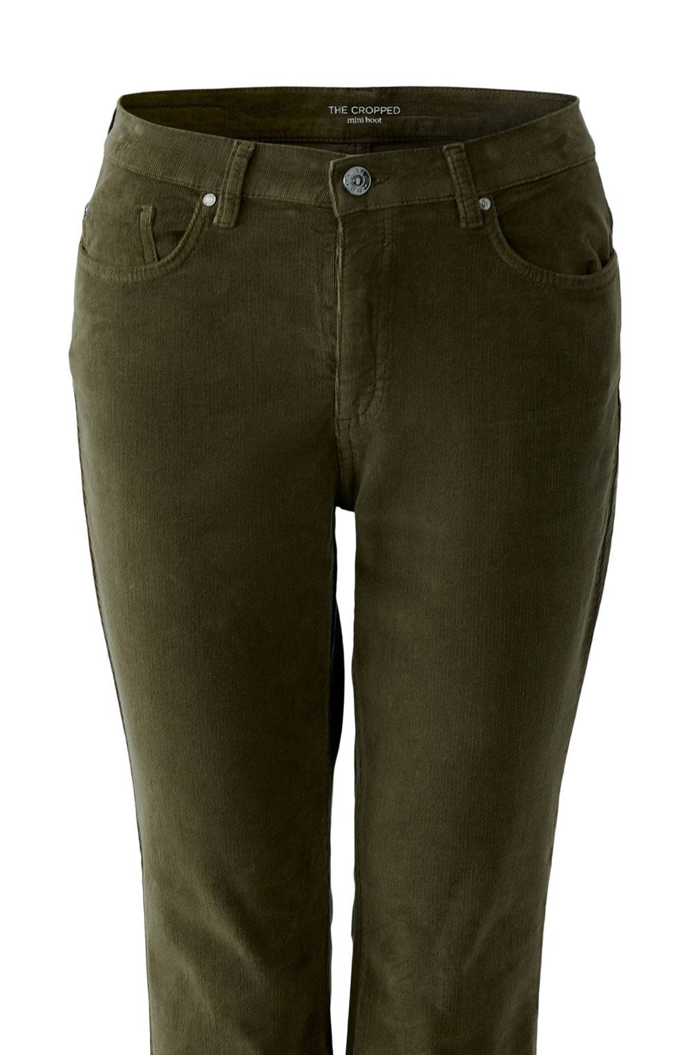 Khaki Cord Cropped Bootcut Trousers