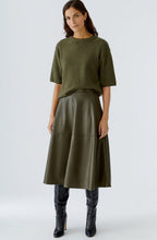 Khaki Faux Leather Skirt