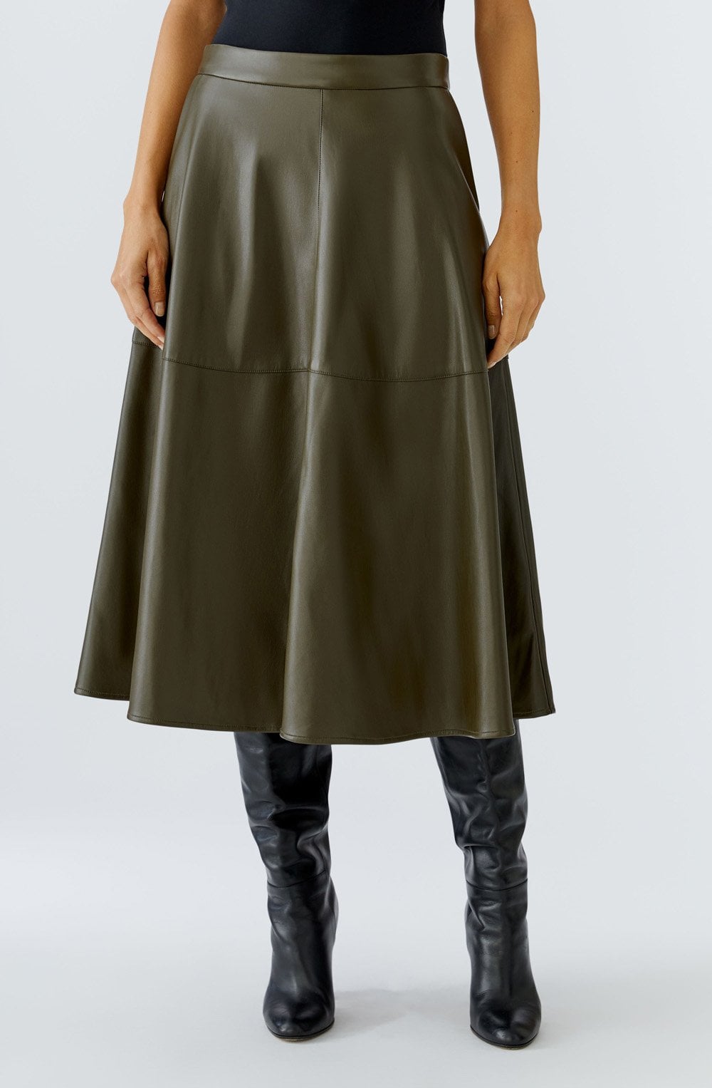 Khaki Faux Leather Skirt