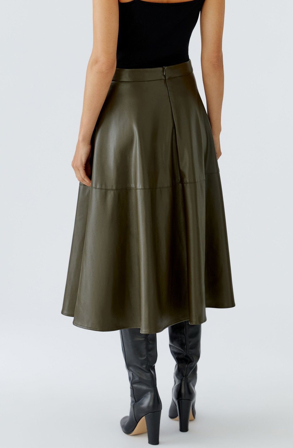 Khaki Faux Leather Skirt
