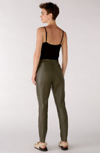 Khaki Faux Leather Trousers