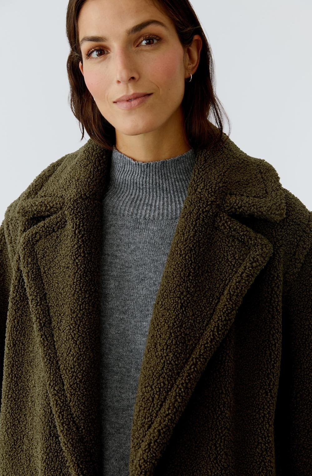 Khaki Green Teddy Coat
