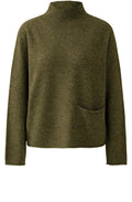 Khaki High Neck Fine Knit Jumper