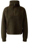 Khaki High Neck Zip Detail Jumper