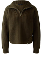 Khaki High Neck Zip Detail Jumper