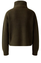 Khaki High Neck Zip Detail Jumper
