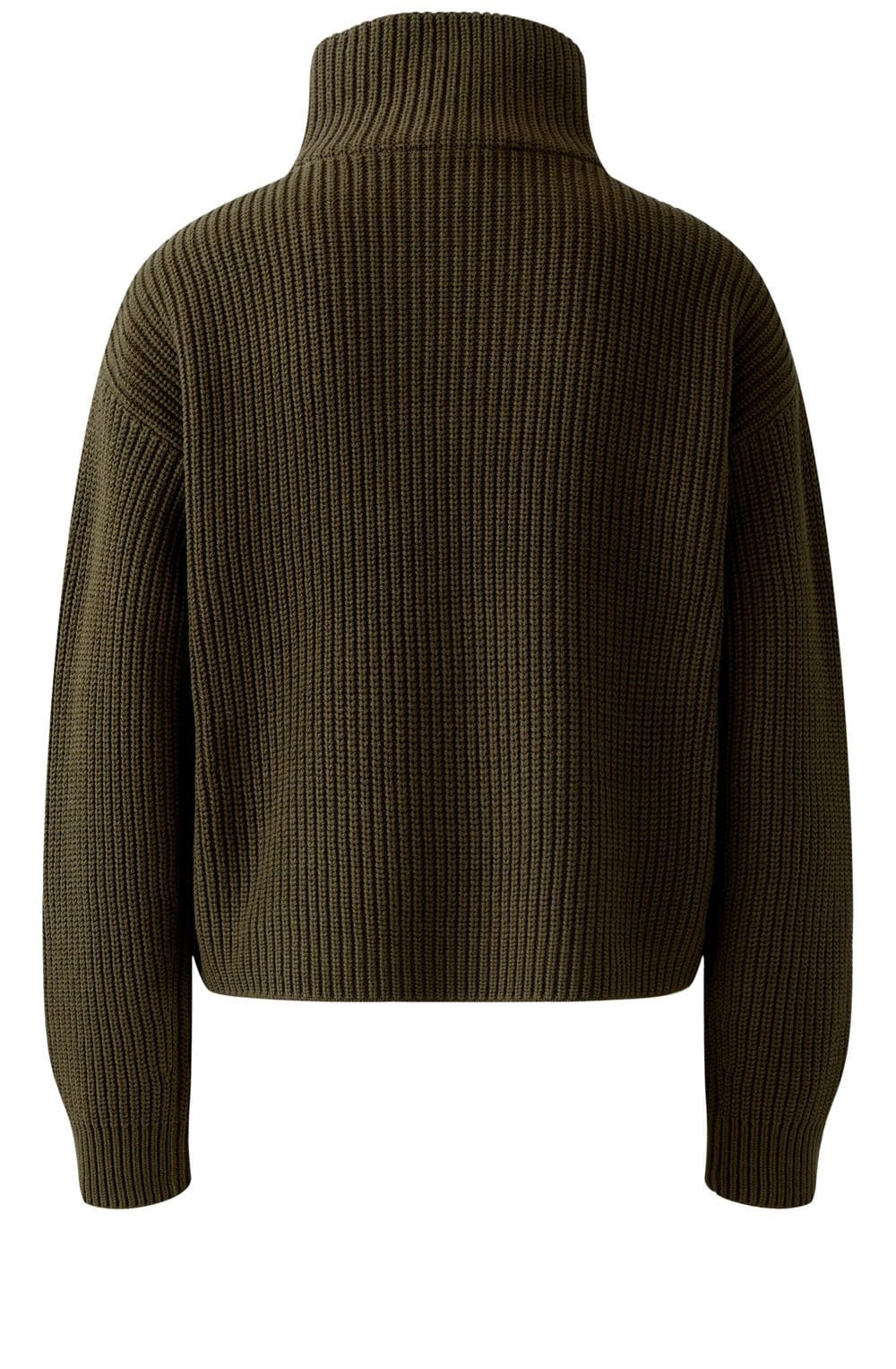 Khaki High Neck Zip Detail Jumper