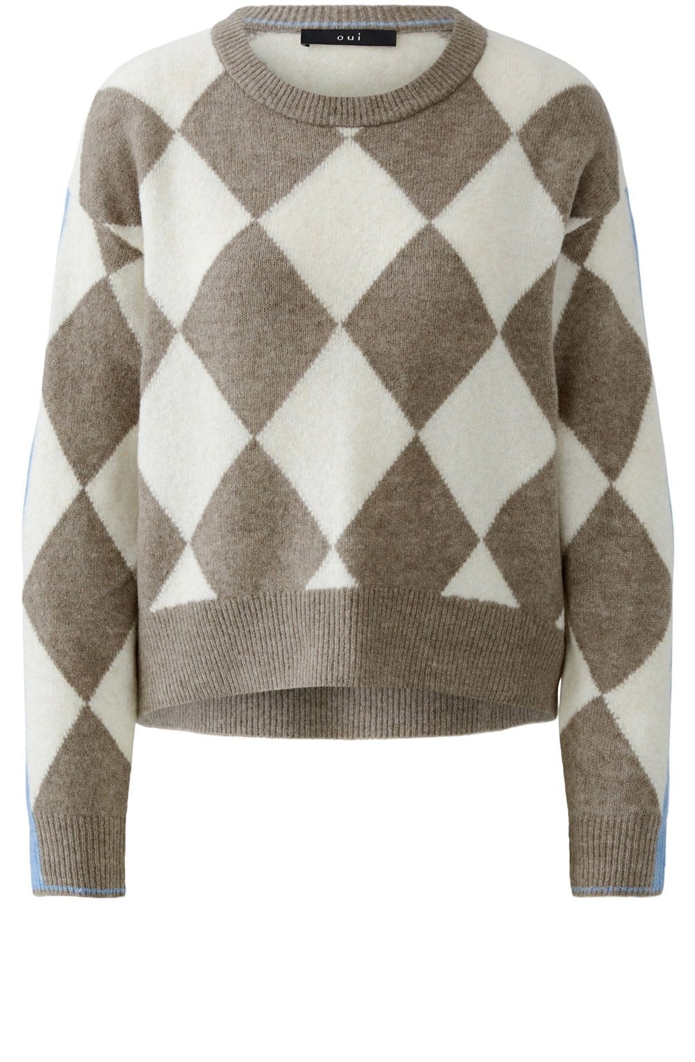 Khaki Off White Chequered Jumper