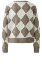 Khaki Off White Chequered Jumper
