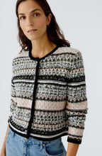 Khaki Rose Contrast Stripe Box Cardigan