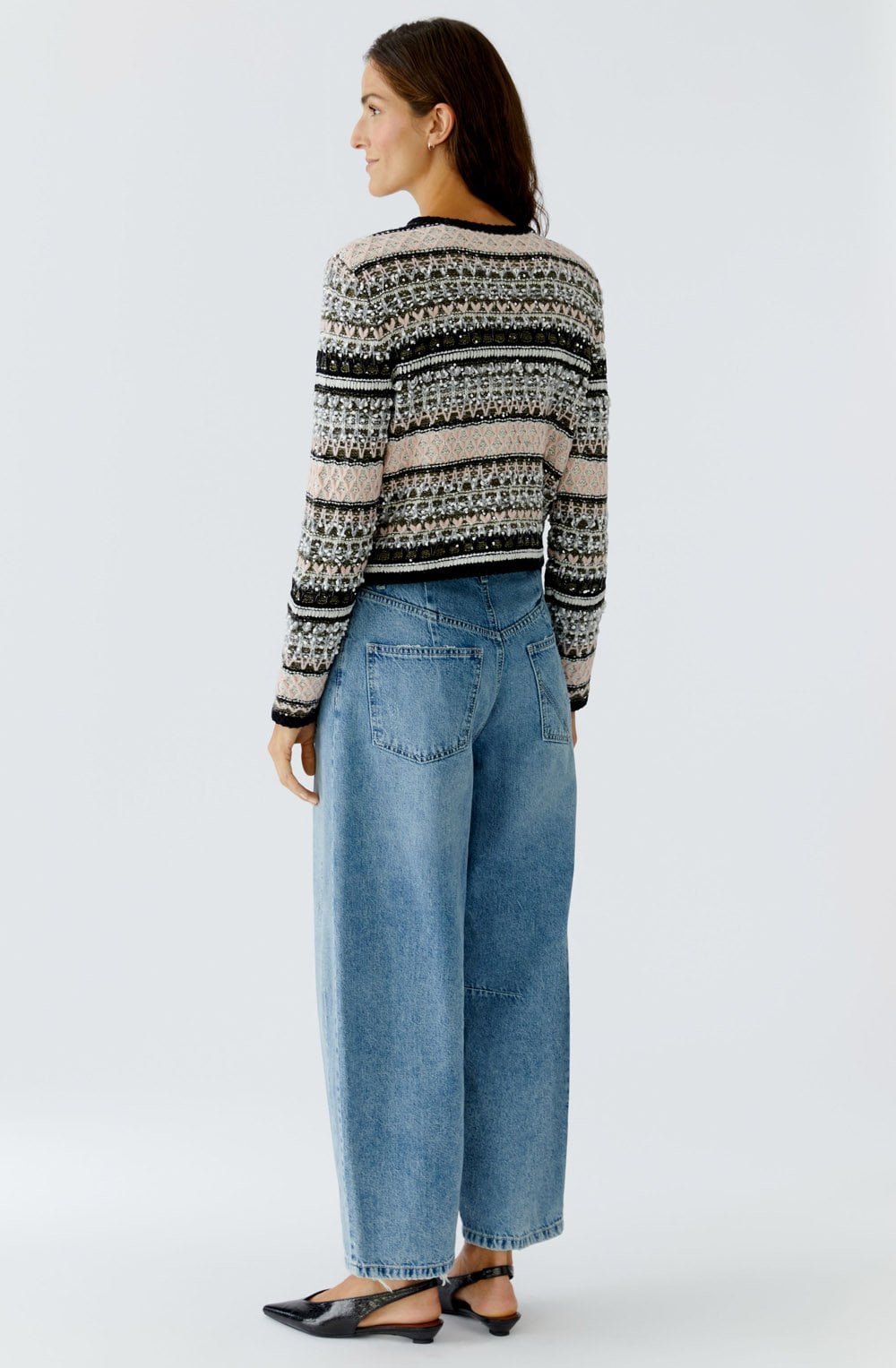 Khaki Rose Contrast Stripe Box Cardigan