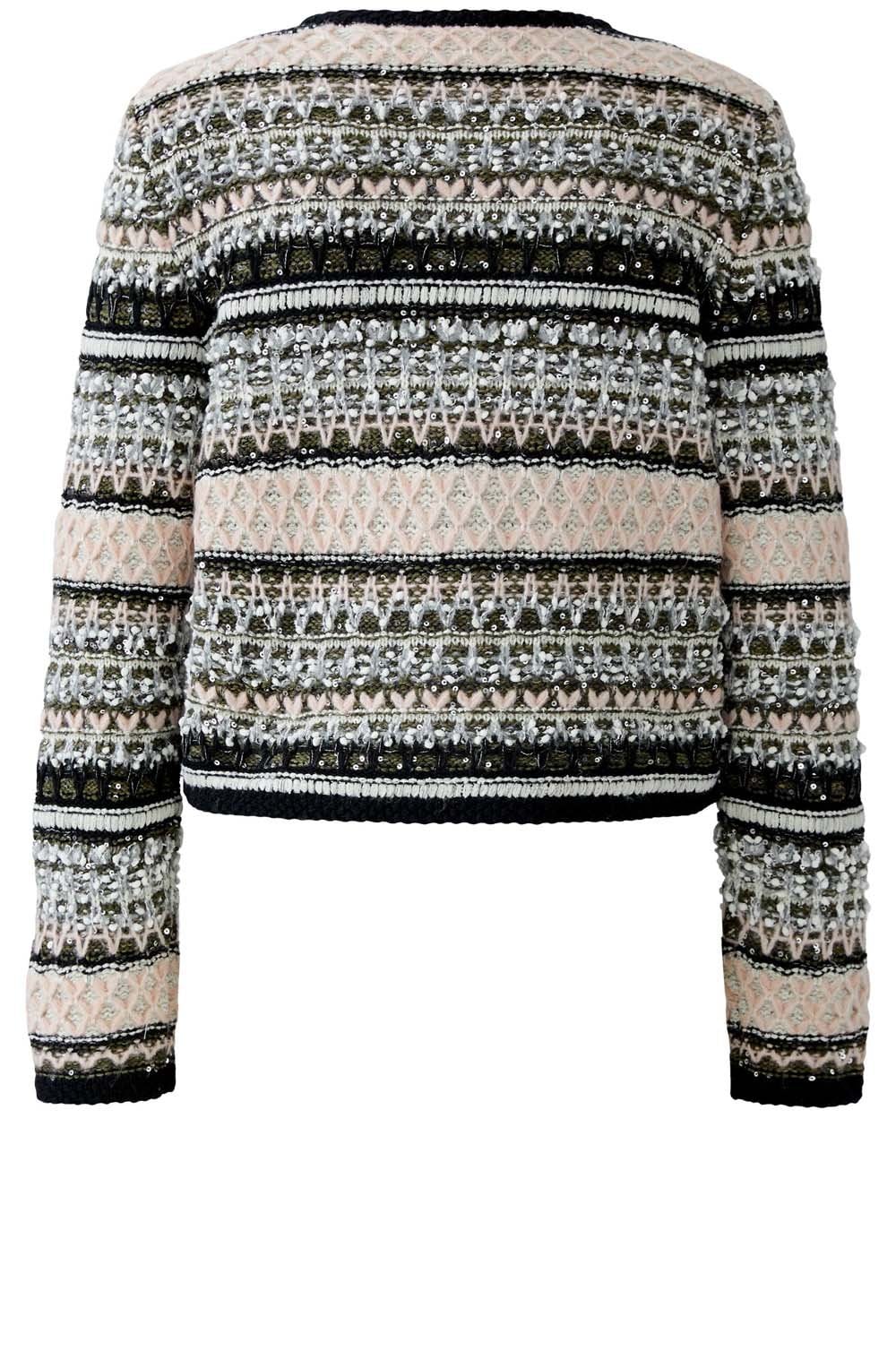 Khaki Rose Contrast Stripe Box Cardigan