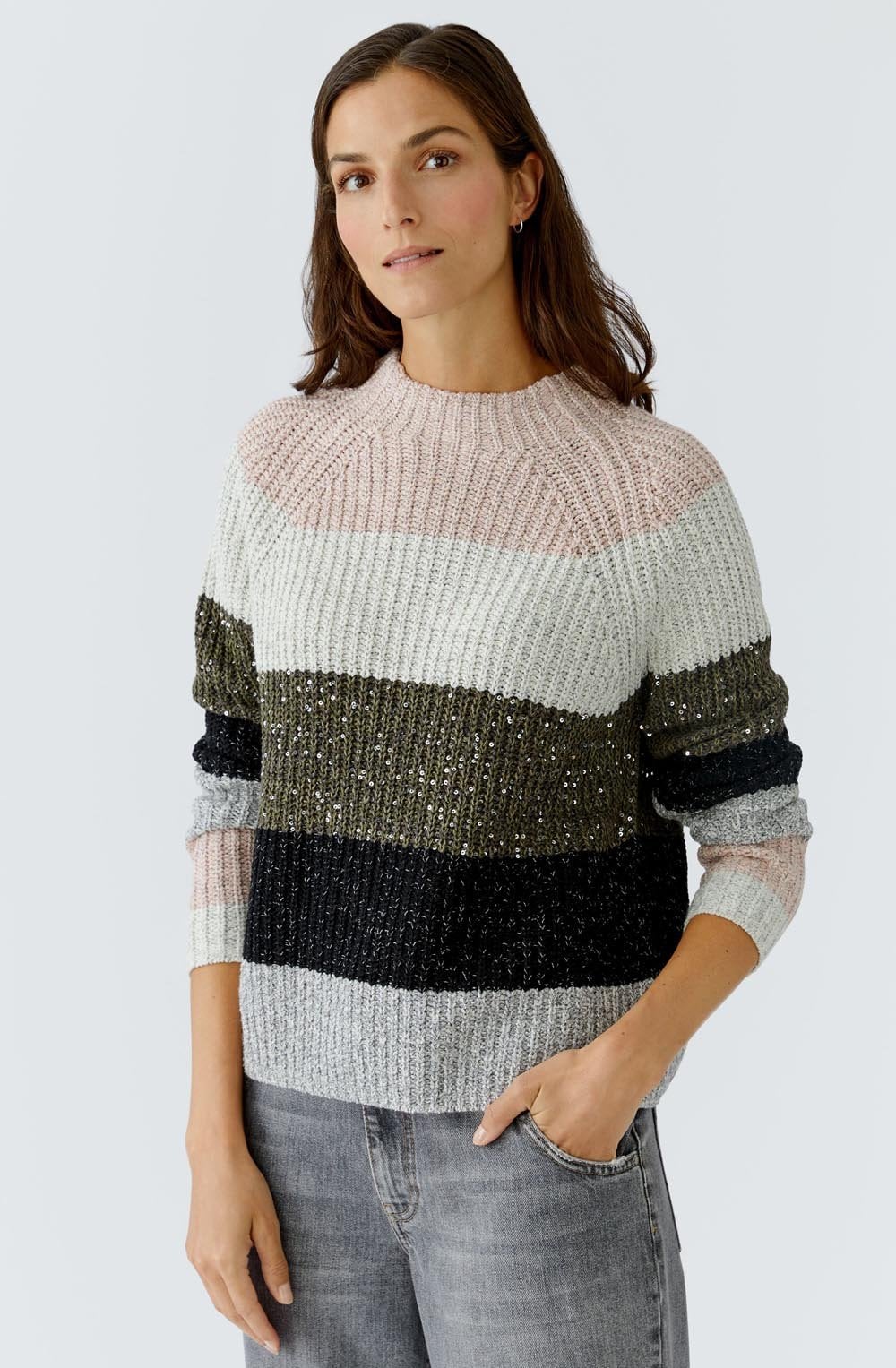 Khaki Rose Shimmer Stripe Jumper