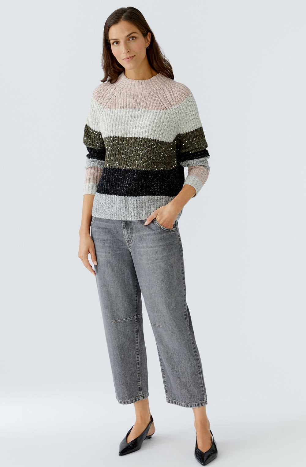 Khaki Rose Shimmer Stripe Jumper