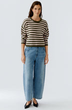 Khaki Rose Striped Knit Oversized Jumper