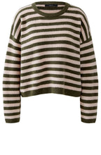 Khaki Rose Striped Knit Oversized Jumper