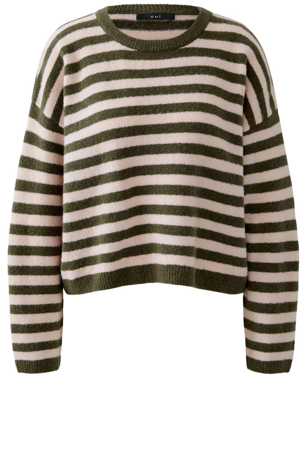 Khaki Rose Striped Knit Oversized Jumper