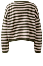 Khaki Rose Striped Knit Oversized Jumper
