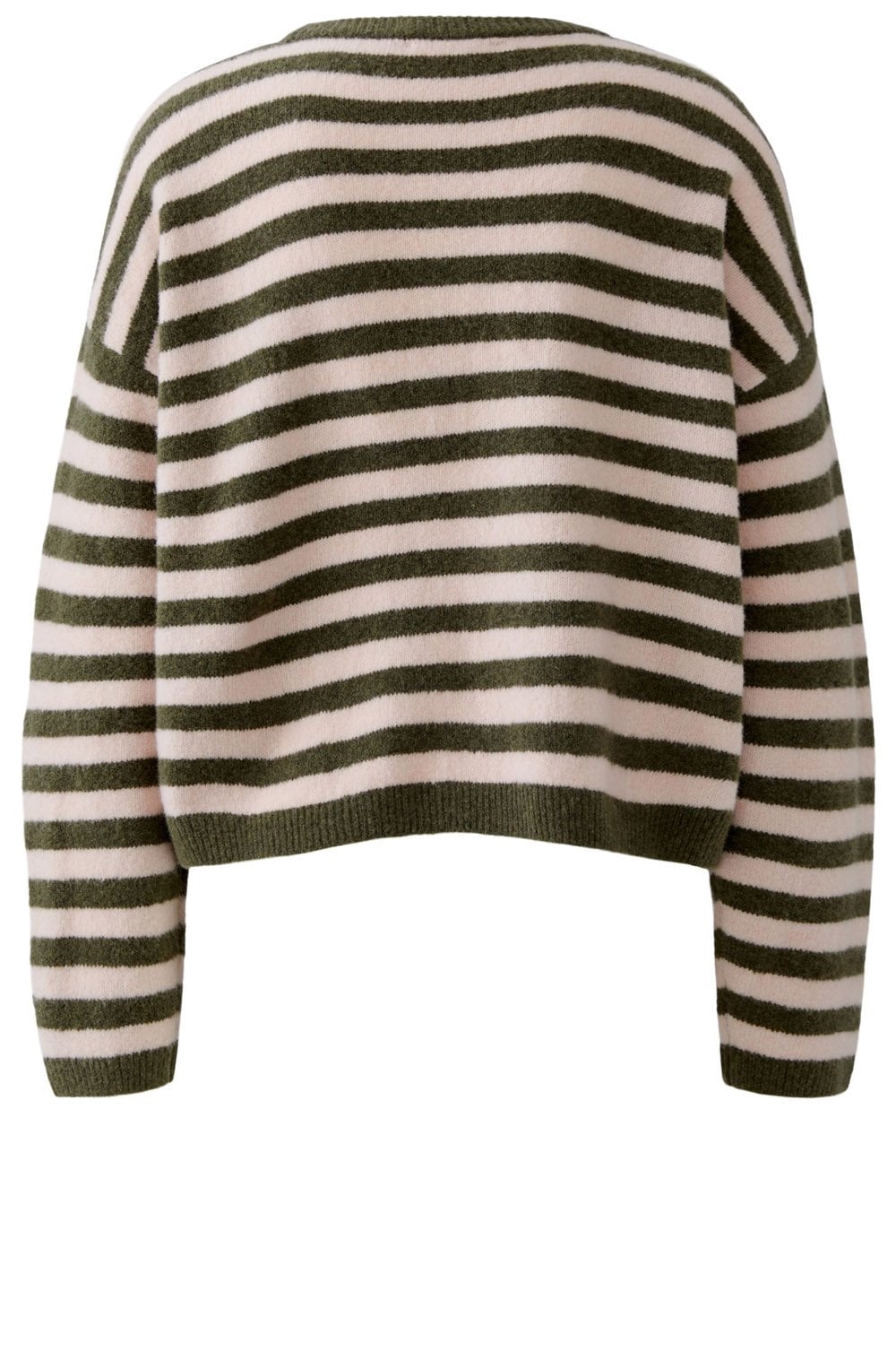 Khaki Rose Striped Knit Oversized Jumper