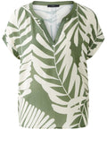 Khaki Stone Palm Leaf V Neck Blouse