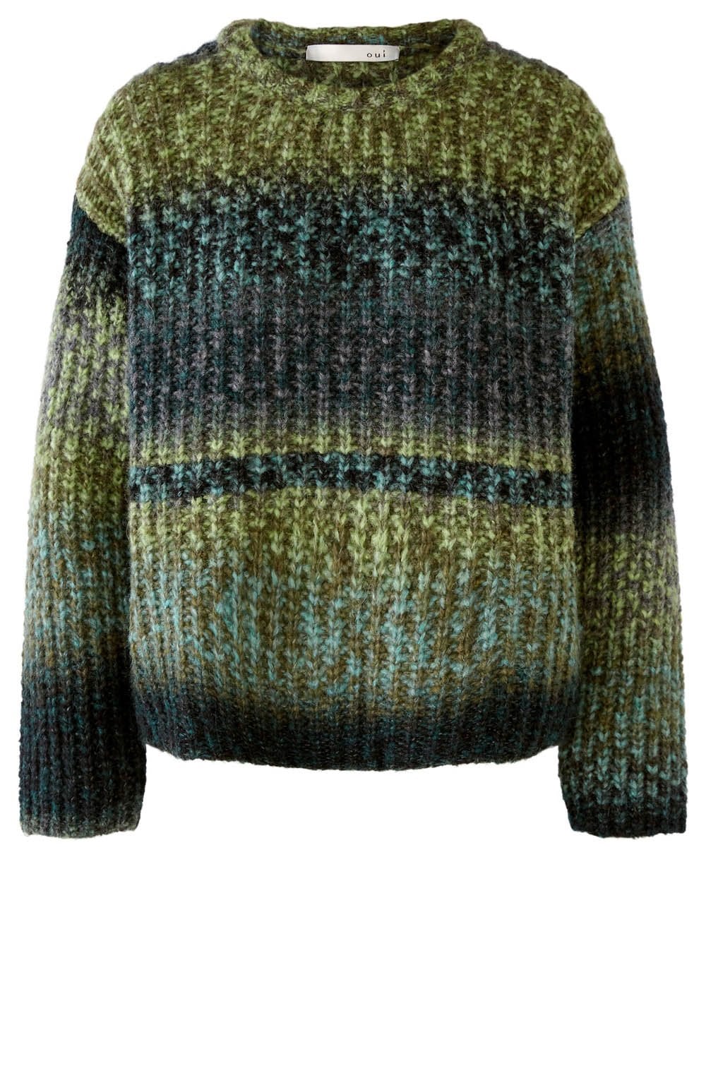 Khaki Striped Chunky Knit Relaxed Jumper