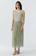 Khaki Striped Sleeveless Top