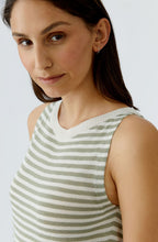 Khaki Striped Sleeveless Top