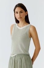 Khaki Striped Sleeveless Top