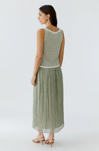 Khaki Striped Sleeveless Top