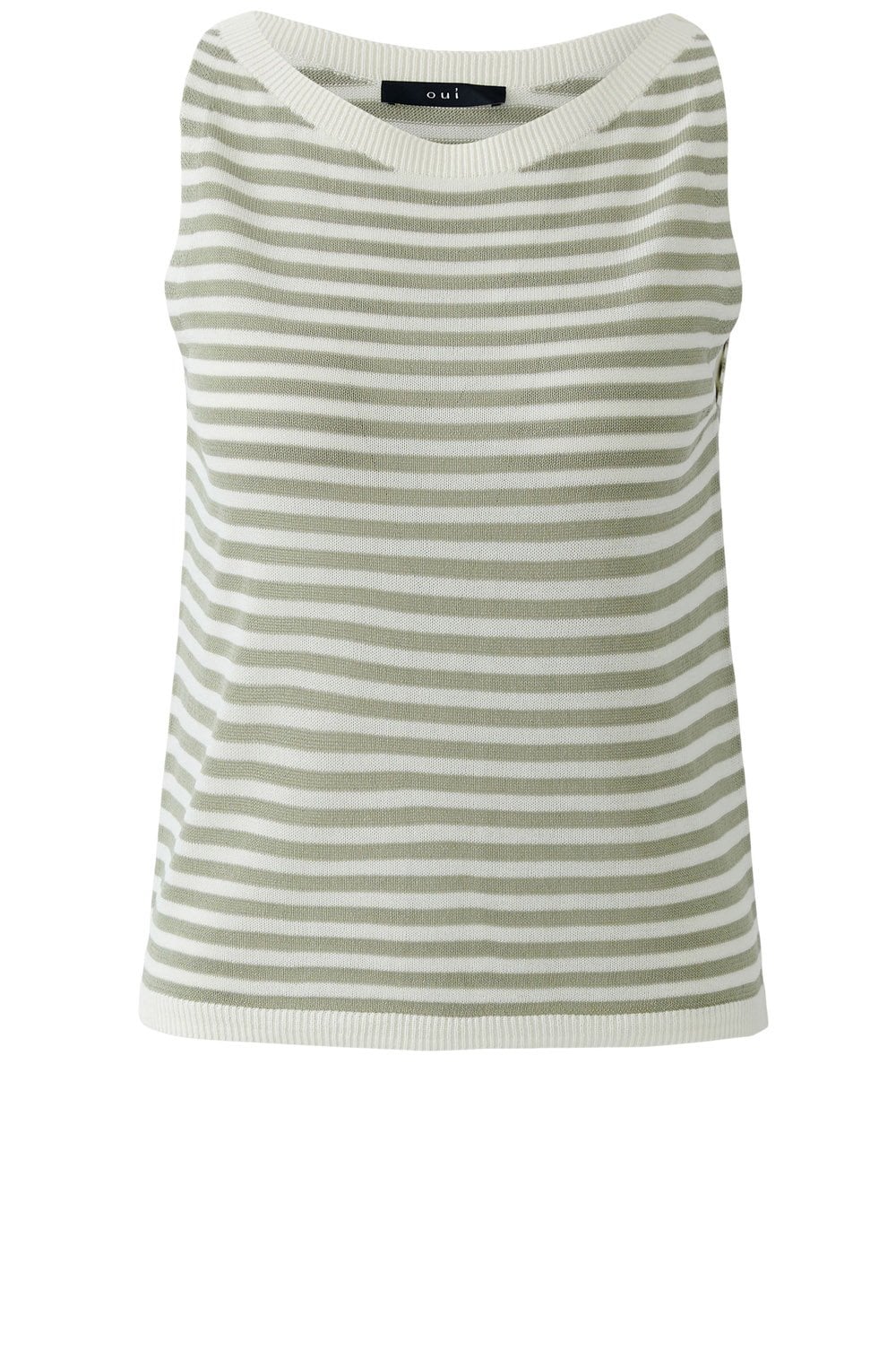 Khaki Striped Sleeveless Top