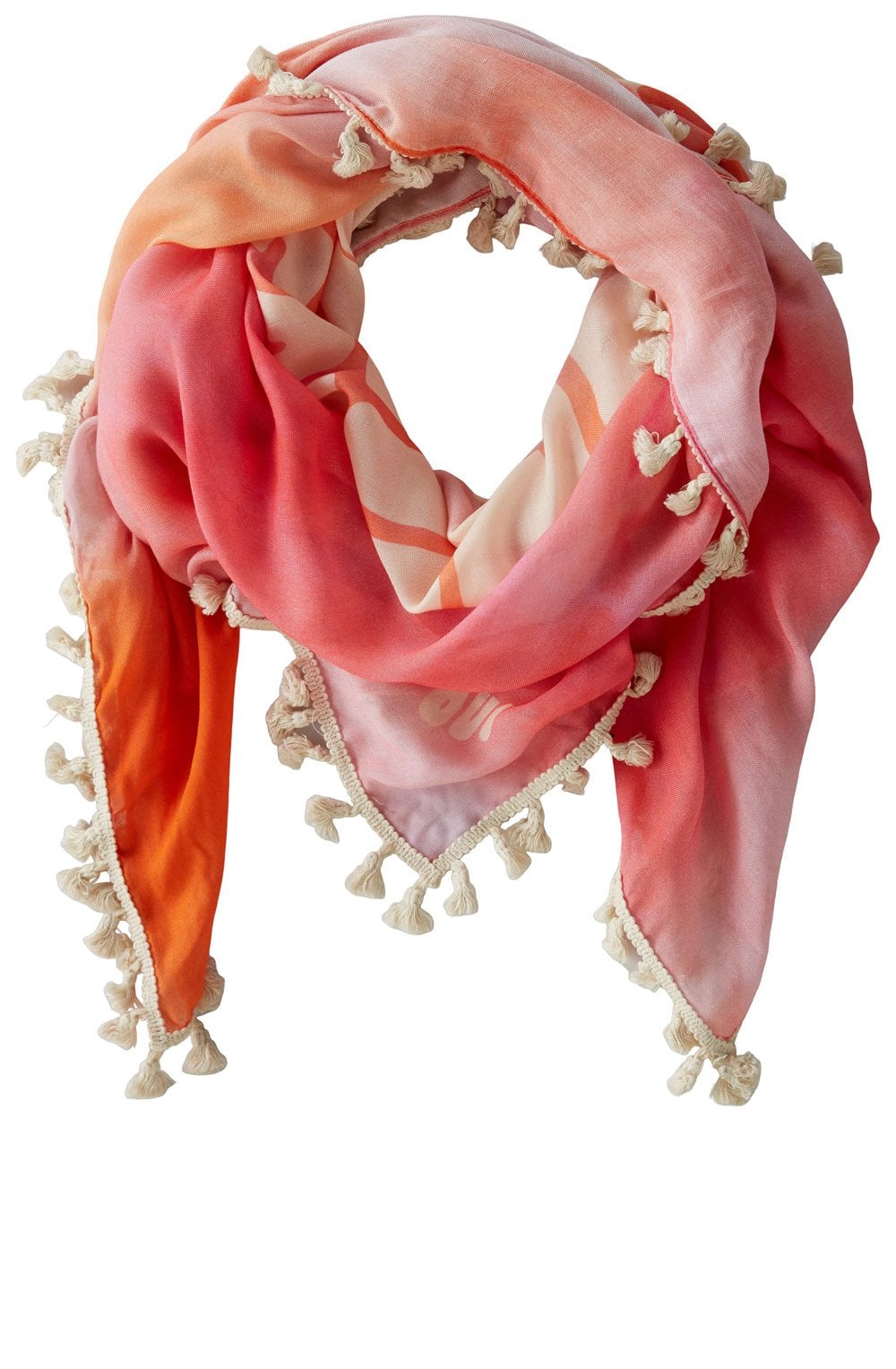 LA Spring Red Orange Tasselled Scarf