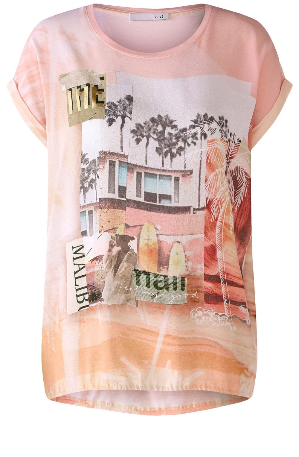 LA Spring Rose Orange Diamante T Shirt