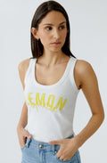 Lemon Motif Fine Ribbed Vest Top