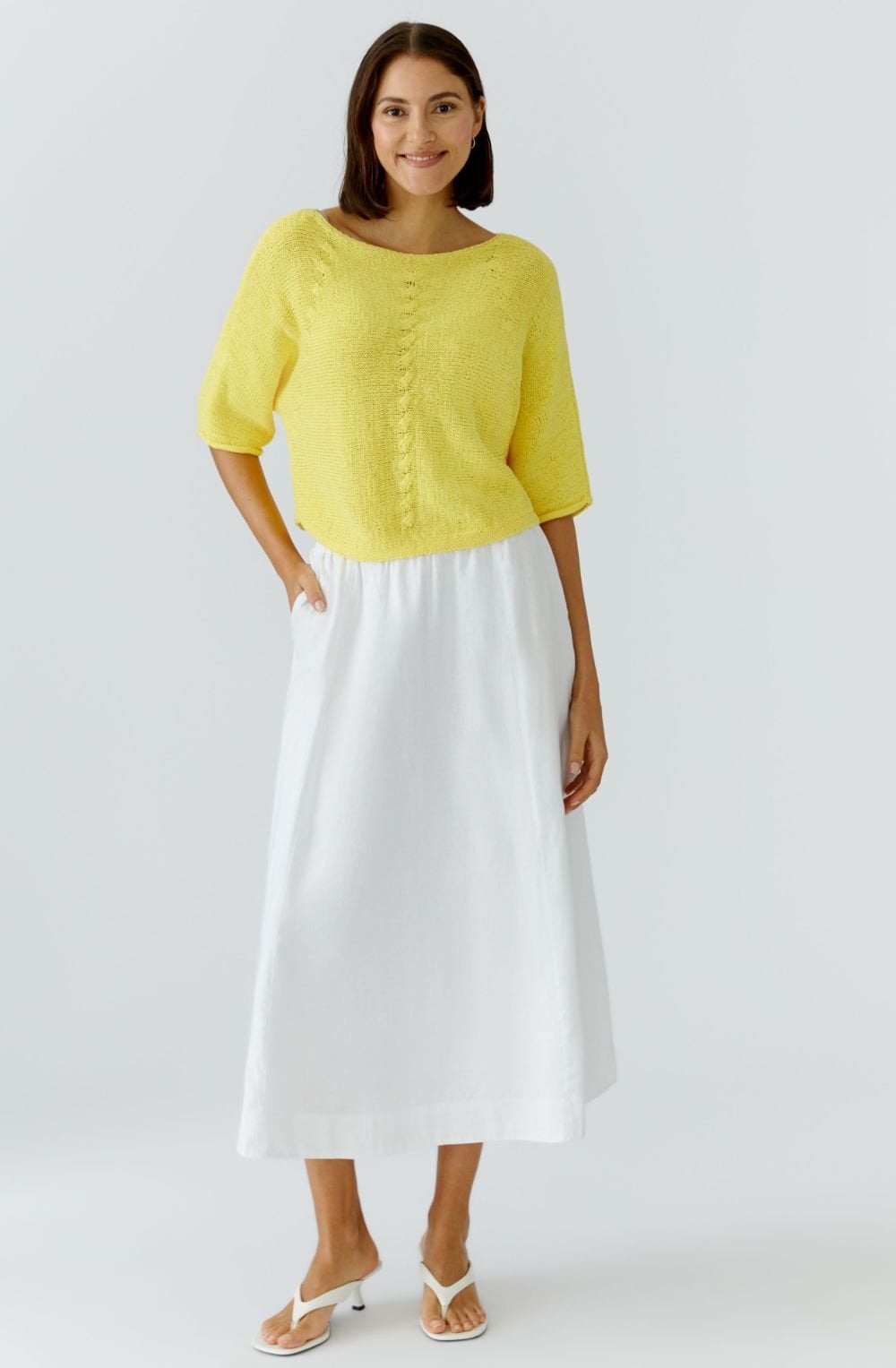 Lemon Zest Loose Ribbon Knit Pullover