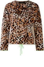 Leo Print Jumper with Vibrant Green Drawstring